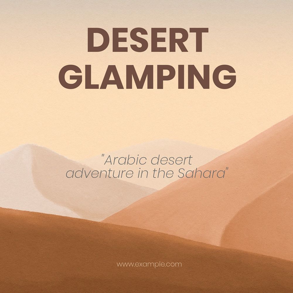 Watercolor desert Instagram post template, landscape illustration