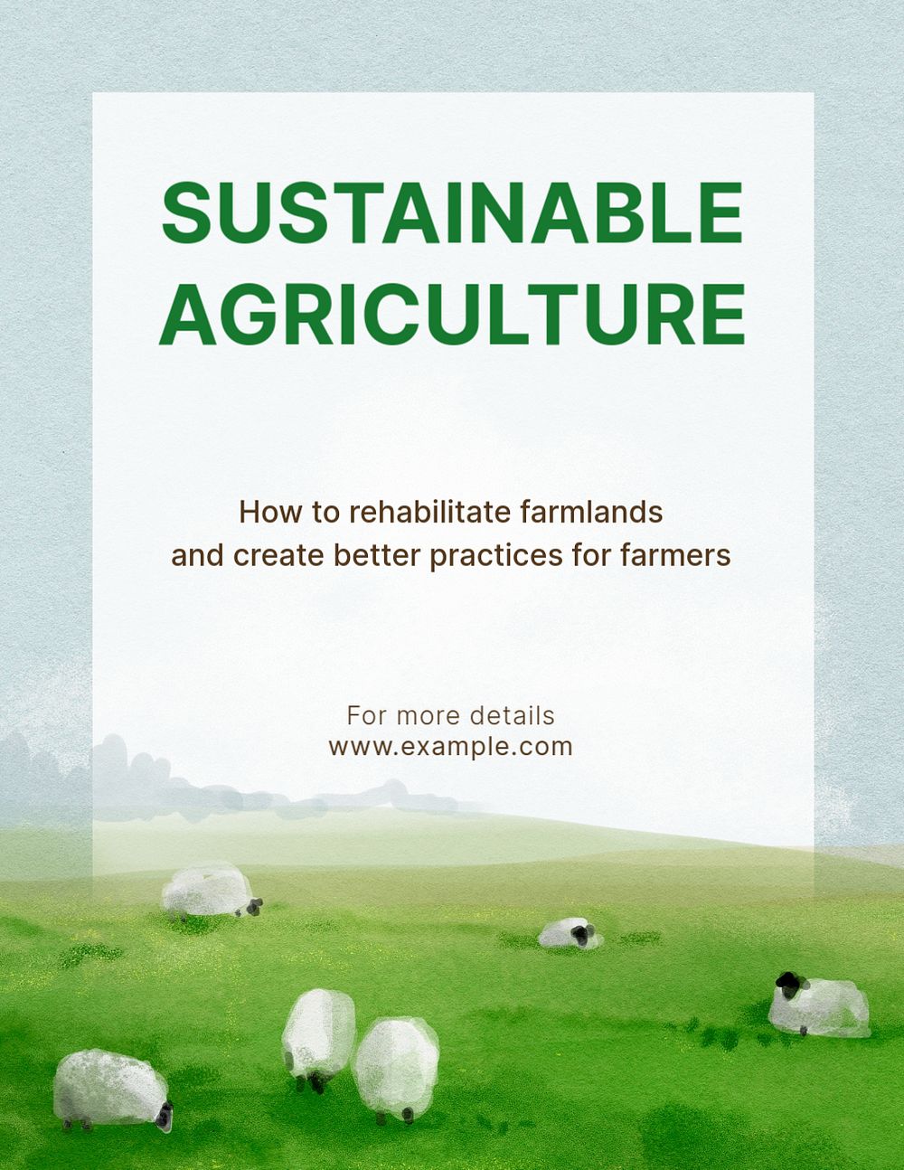 Sustainable agriculture flyer template, watercolor landscape