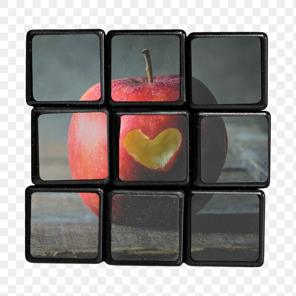 Puzzle cube mockup, apple design