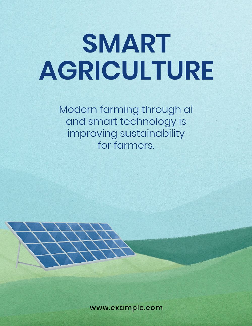 Smart agriculture flyer template, solar panel illustration