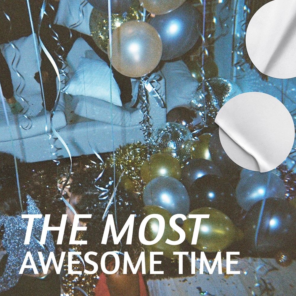 New Year Instagram post template, party balloons aesthetic