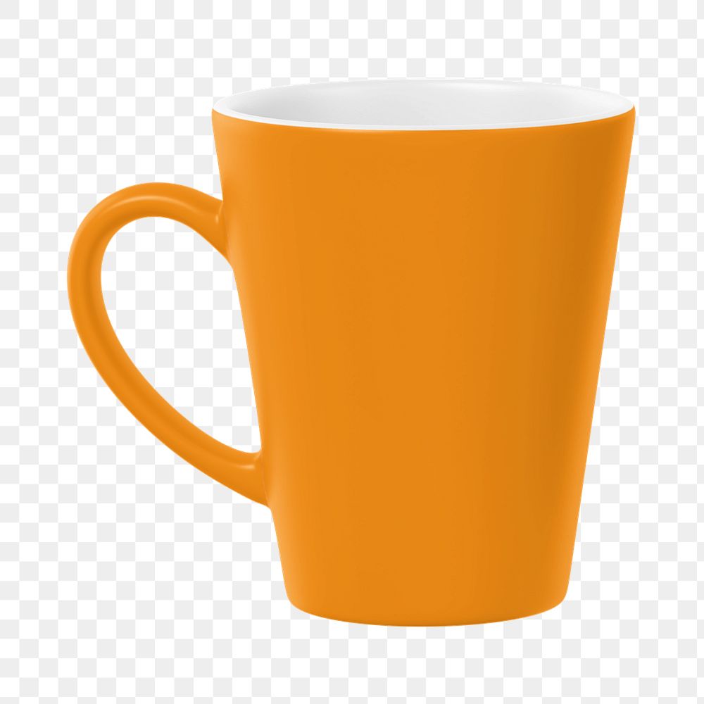 Ceramic coffee mug mockup, orange design