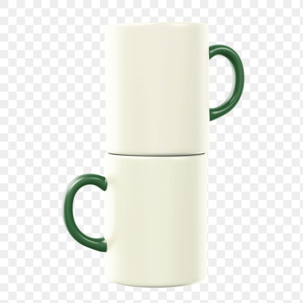 Ceramic coffee mugs mockup, off-white product design