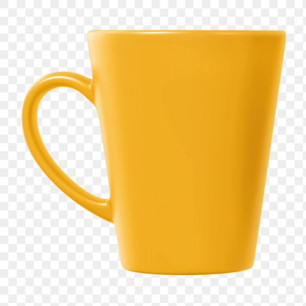 Ceramic coffee mug mockup, yellow design