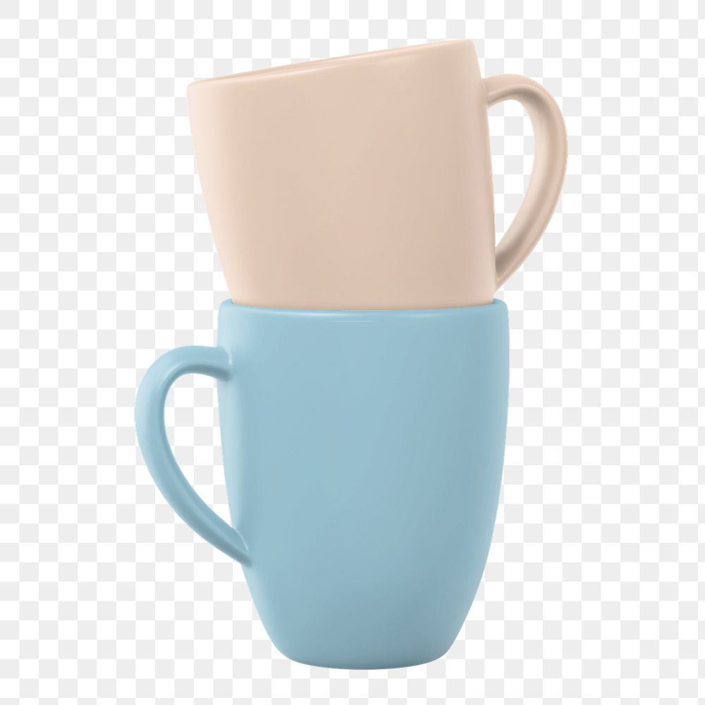 Coffee mugs mockup, pastel ceramic design