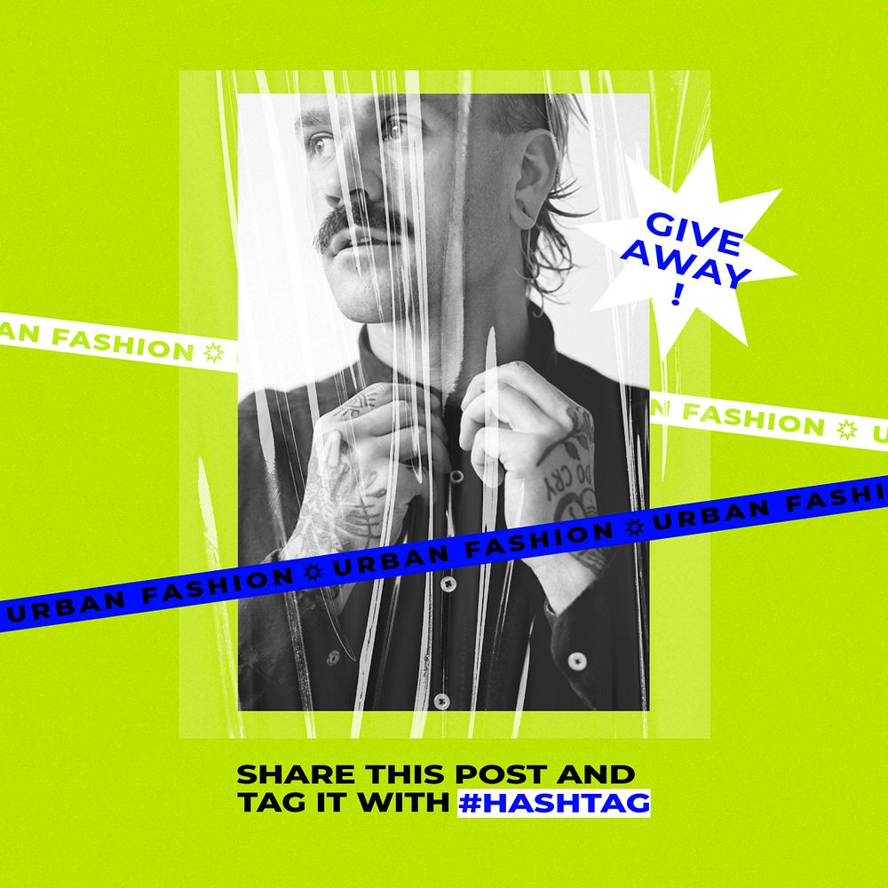 Giveaway Facebook ad template, fashion editable text
