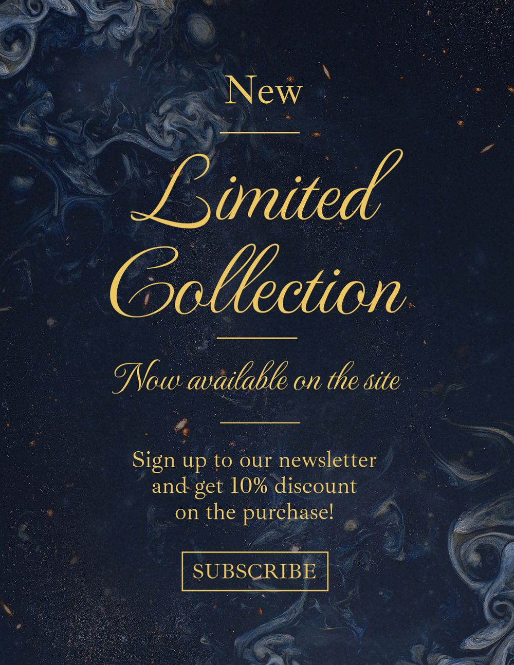 Limited collection flyer template, dark elegant, editable design