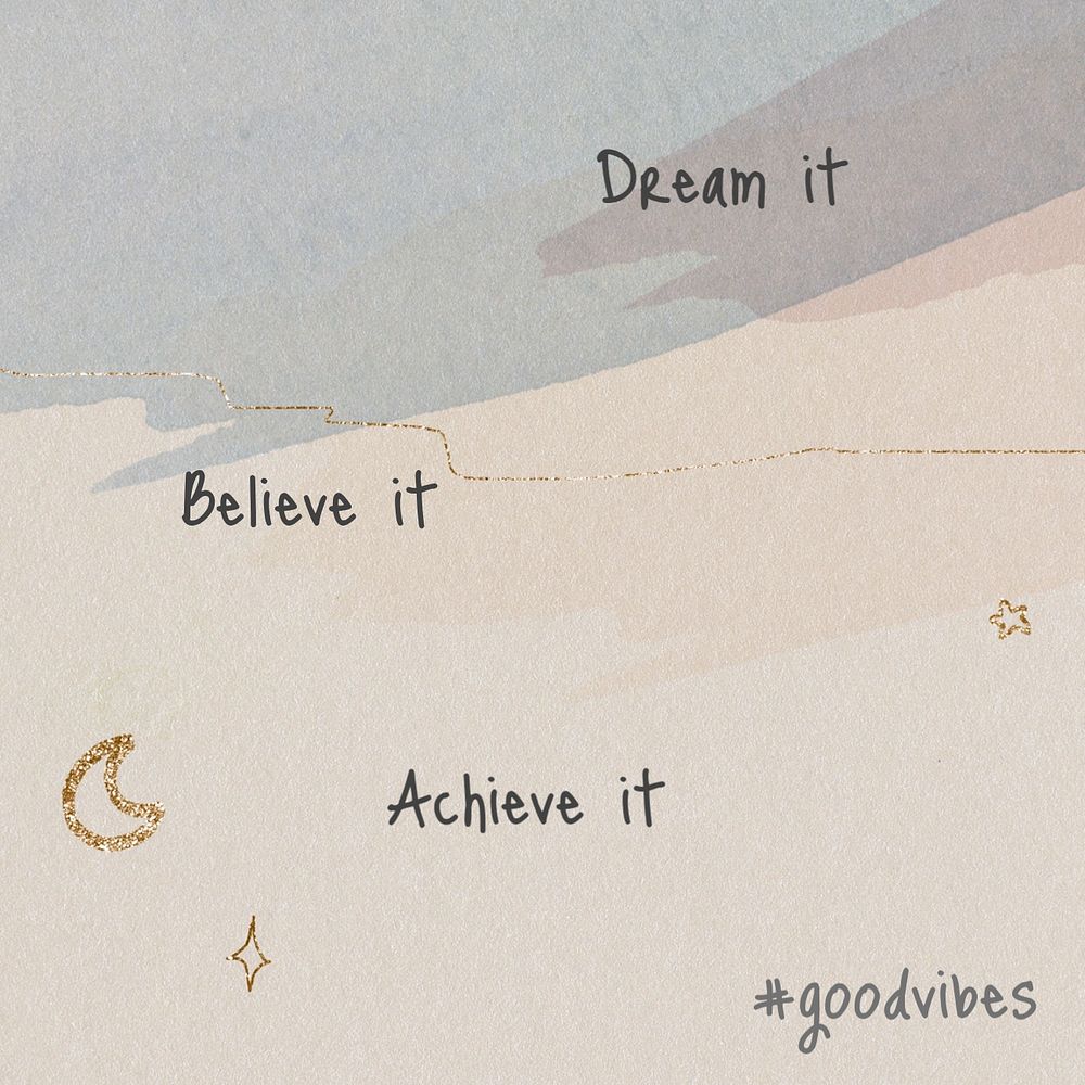 Motivational quote instagram post template, watercolor, editable text