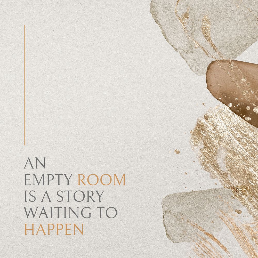 Motivational quote instagram post template, gold aesthetic, editable text