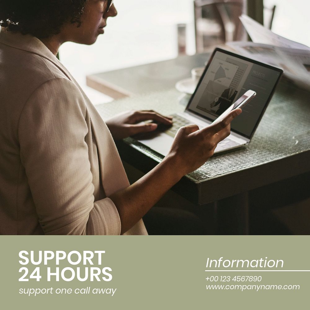 Business support Instagram post template, customer service 