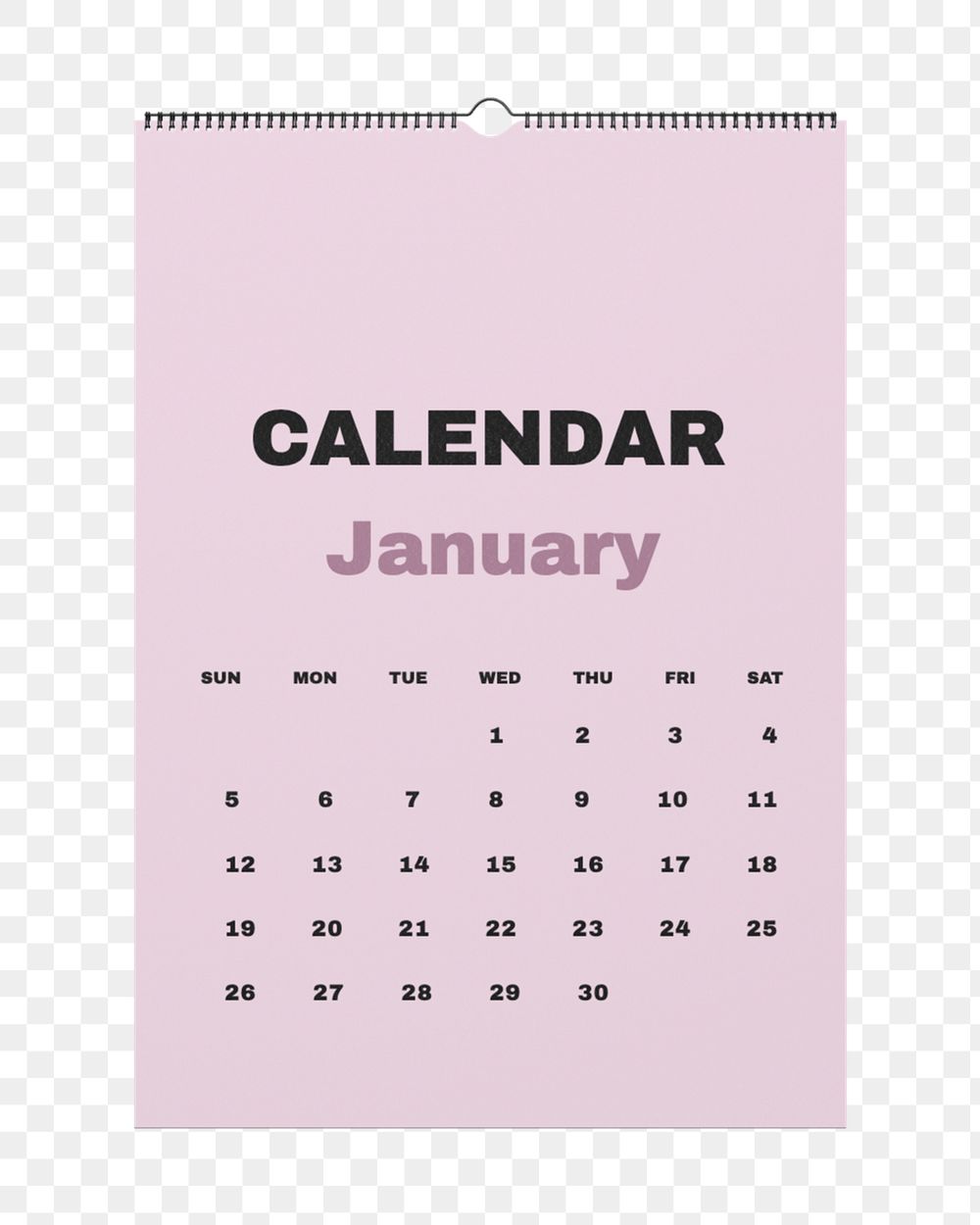 Wall calendar mockup, pink 3D rendering design 