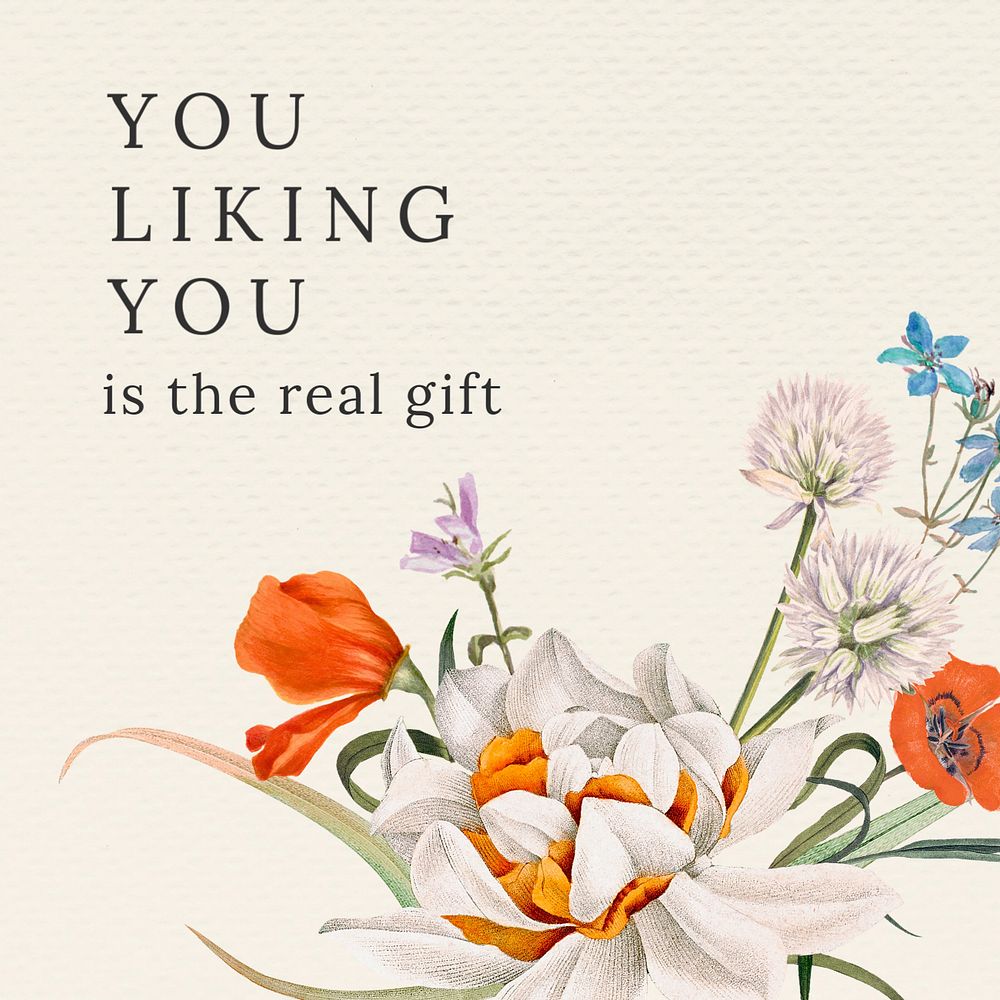 Floral Instagram template, motivational quote design