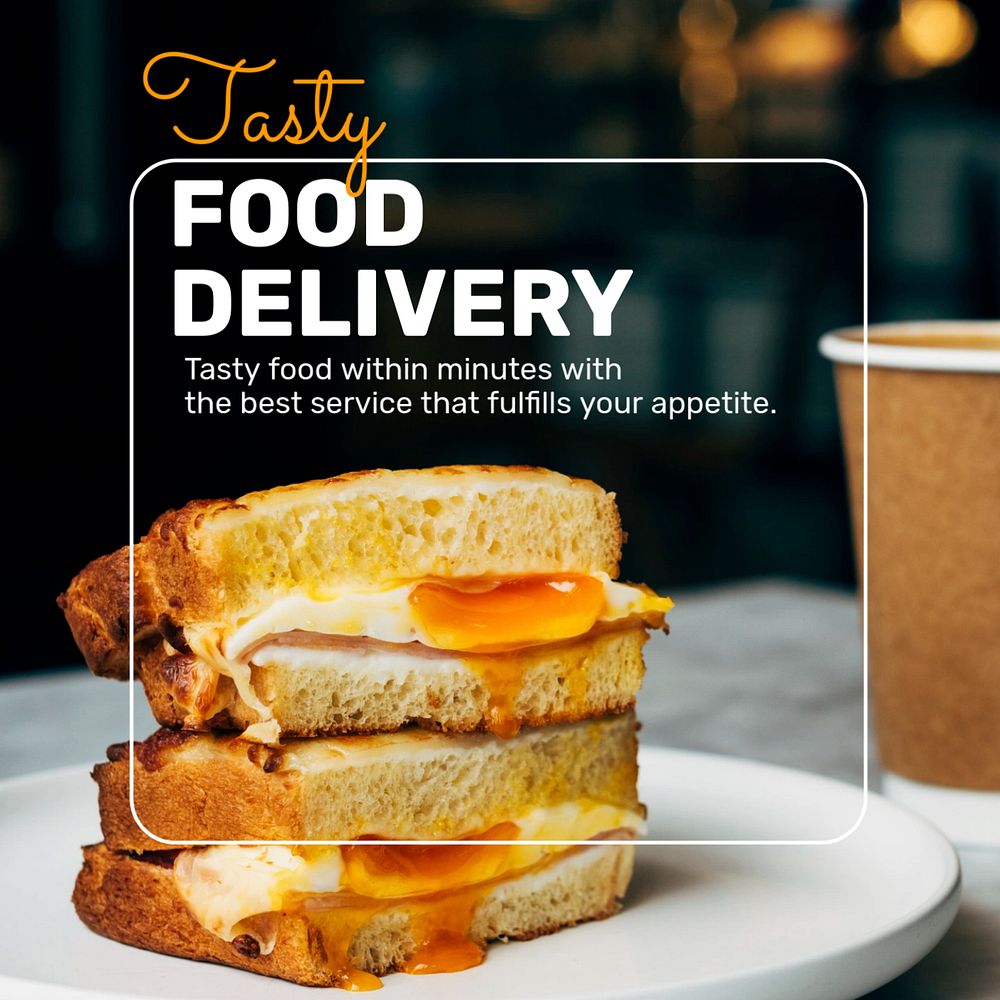 Food delivery  Instagram post template, editable design
