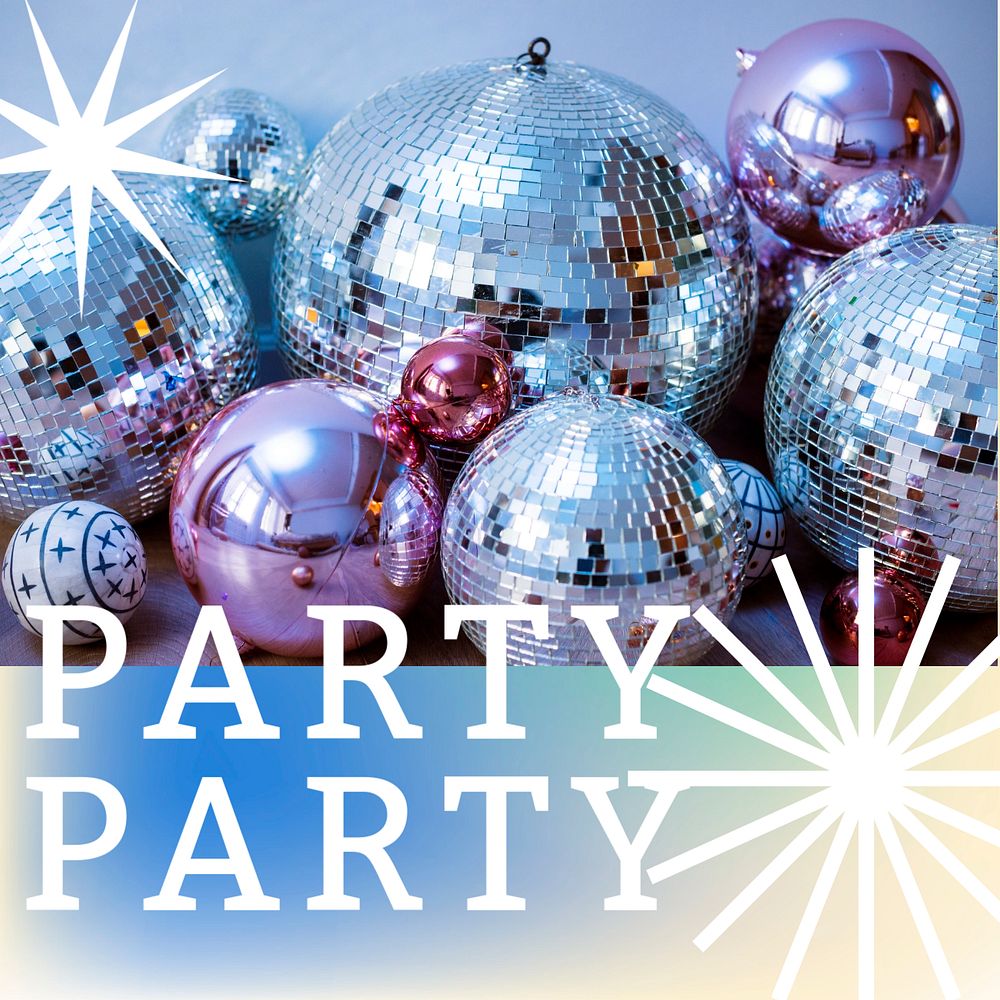 Disco party Instagram post template, colorful design