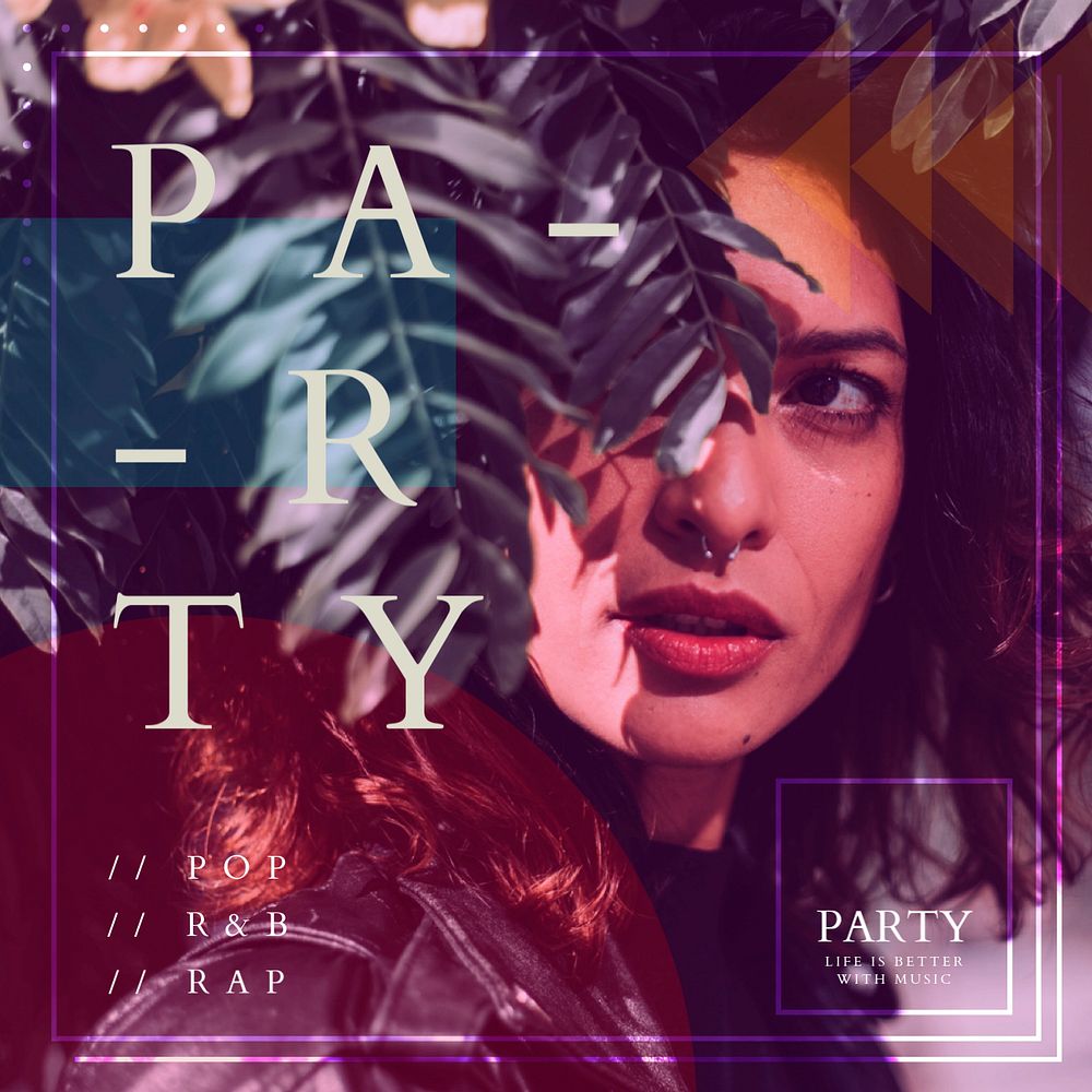 Music party Instagram post template, aesthetic design