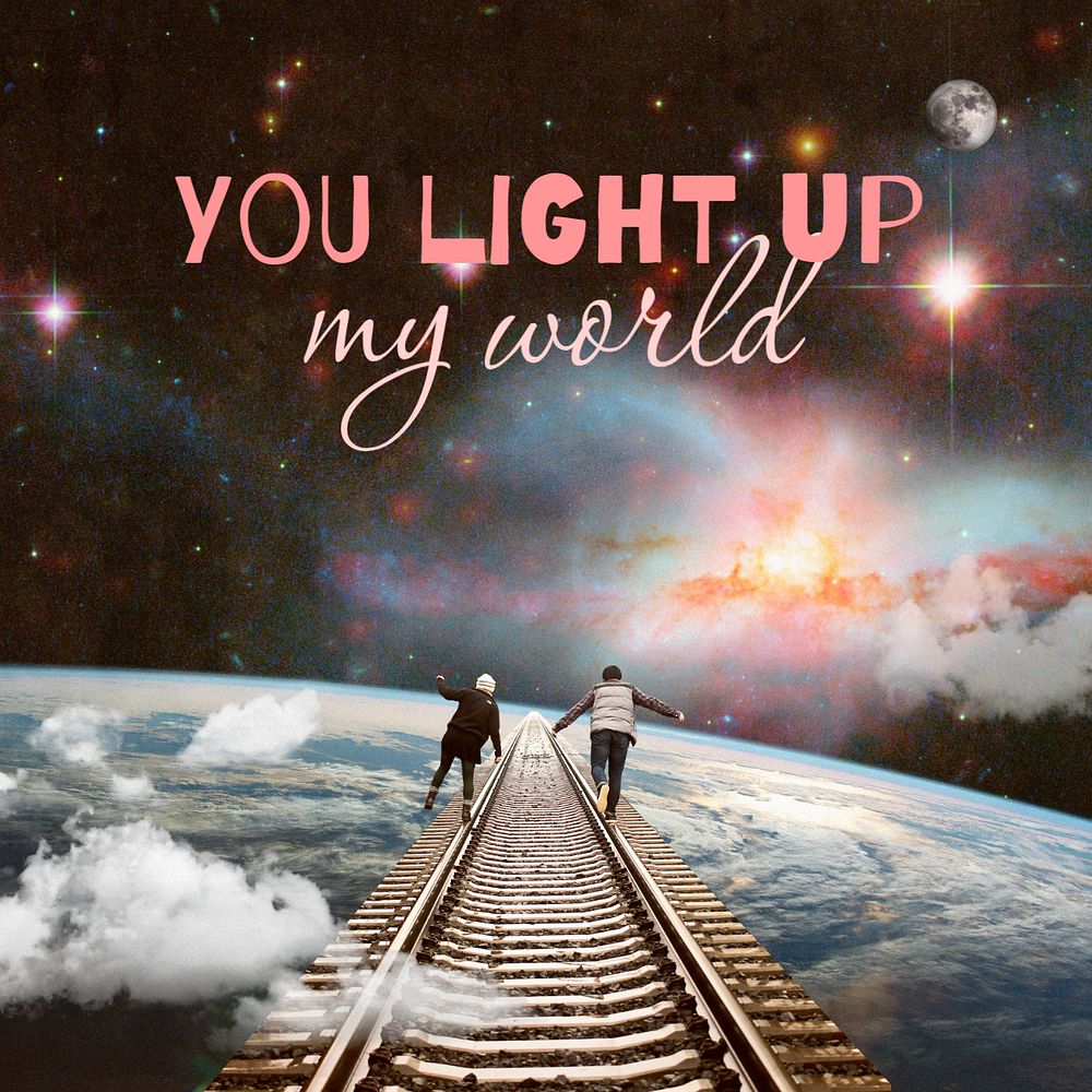 Couple journey Instagram post template, surreal collage art remixed media