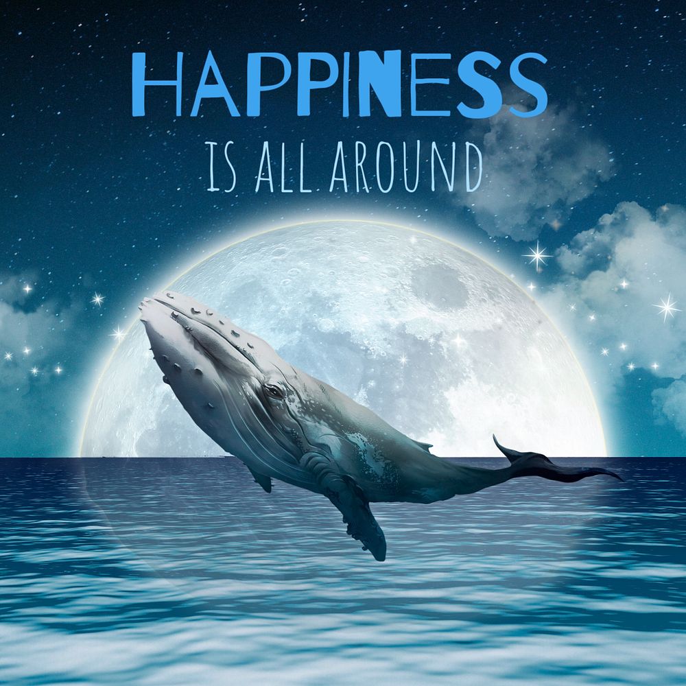 Surreal whale Instagram post template, collage art remixed media