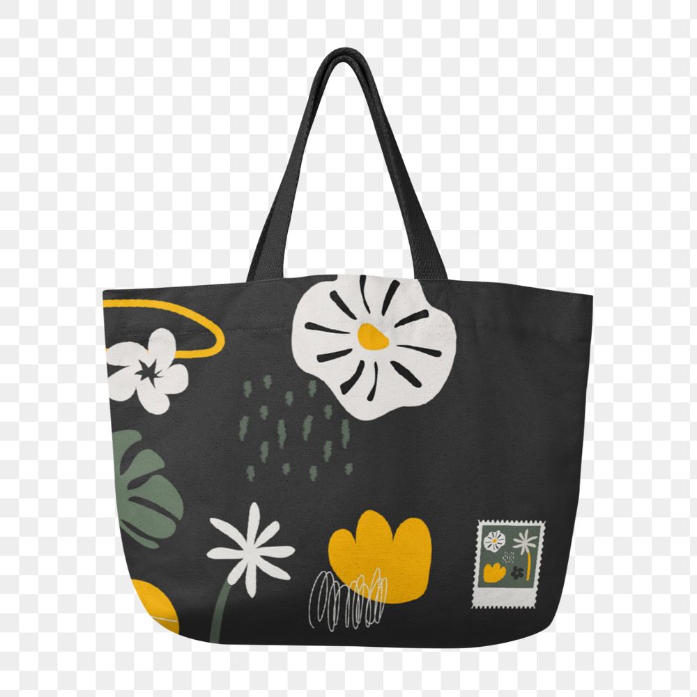 Canvas tote bag mockup, floral design