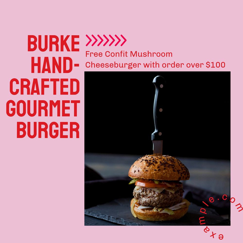 Burger shop Instagram post template, editable design