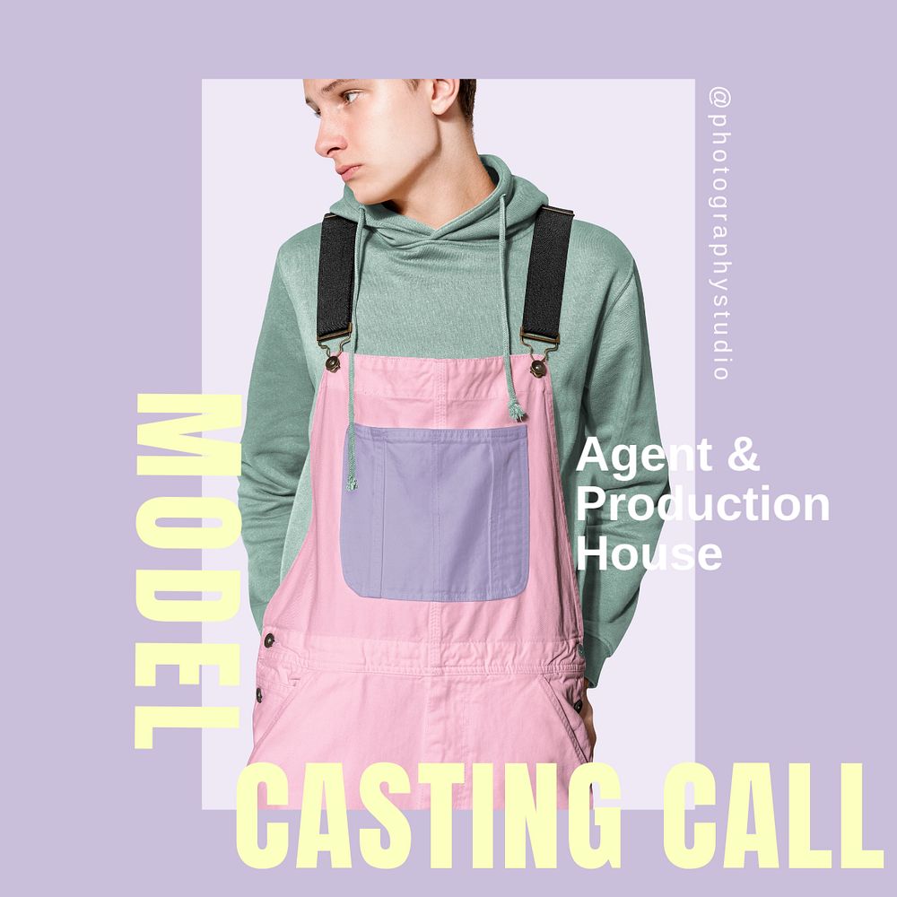 Model casting Instagram post template, editable design