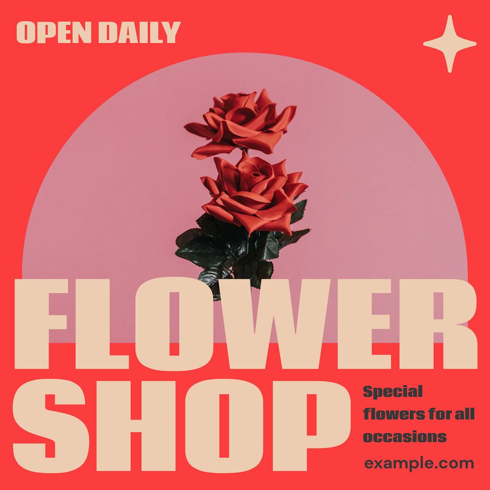 Flower shop Instagram post template, editable design