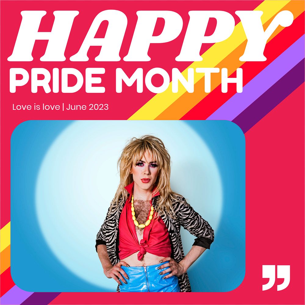 Happy pride month Instagram post template, editable design