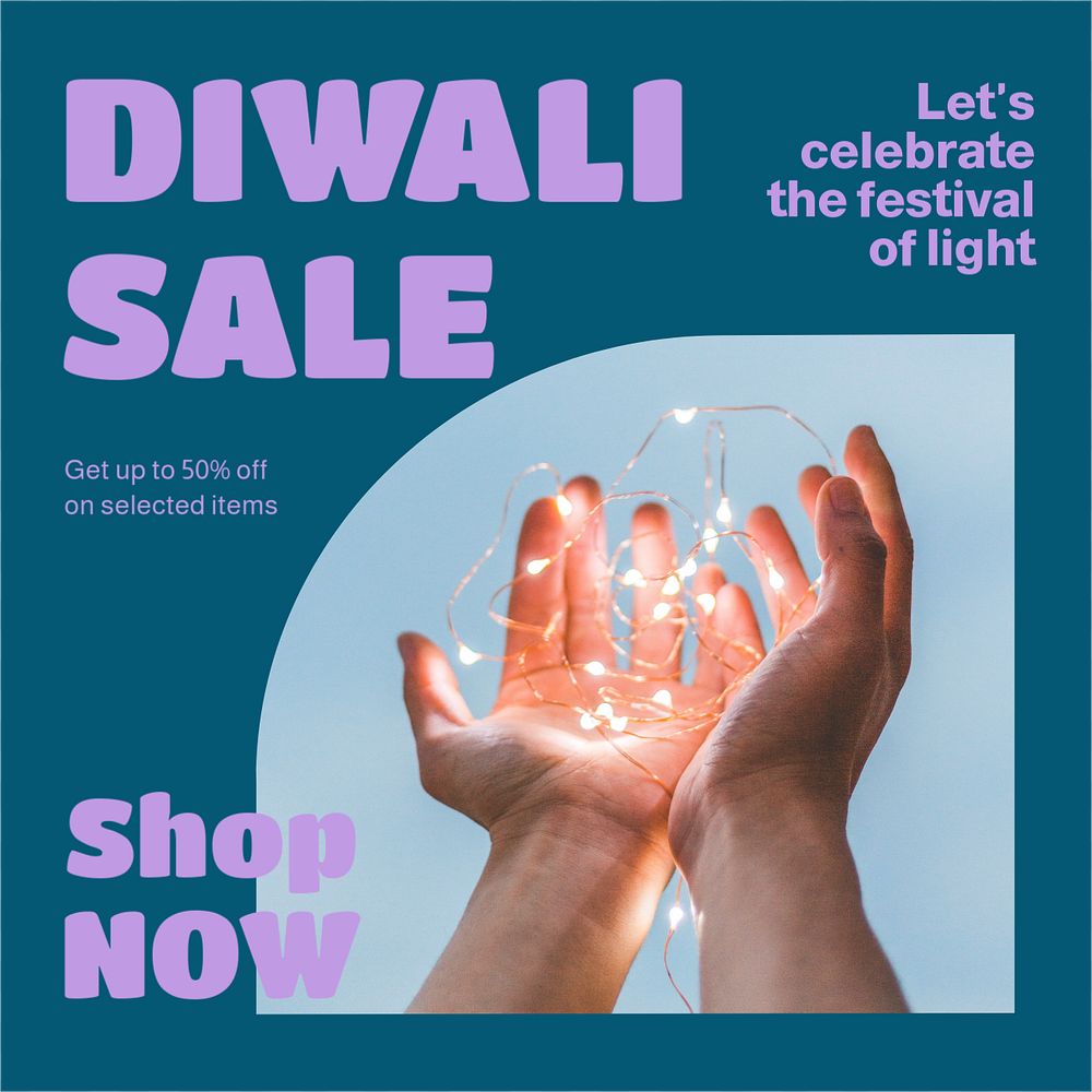 Diwali sale Instagram post template, editable design