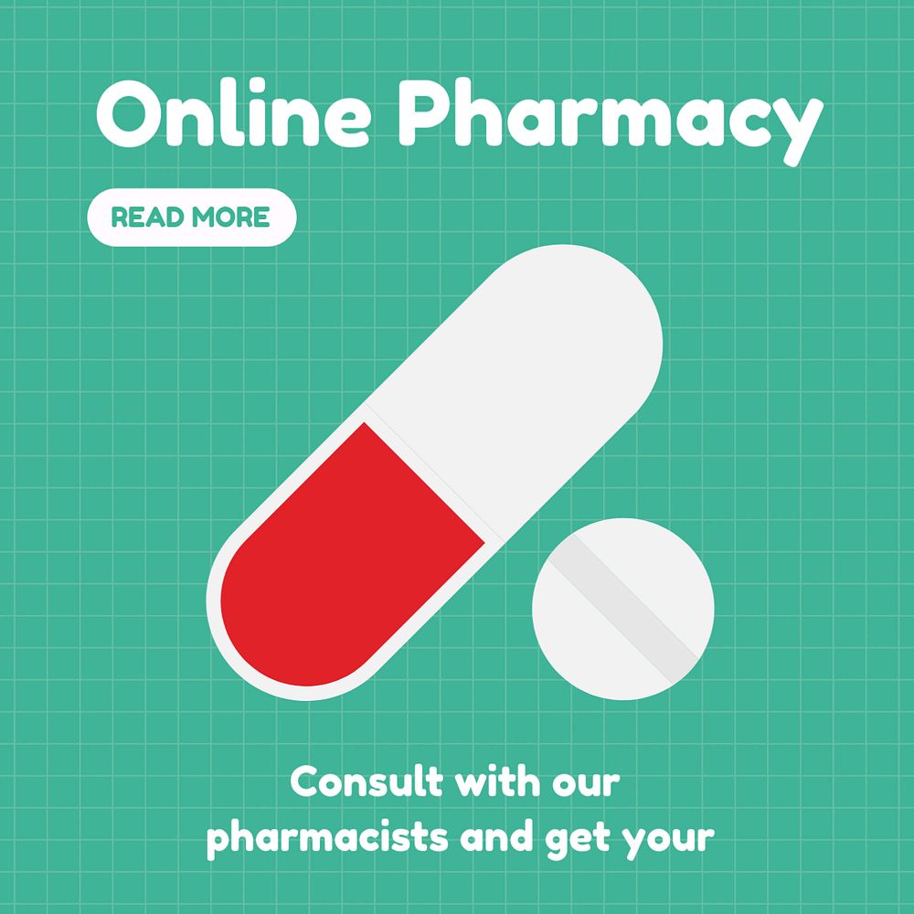Online pharmacy Instagram post template, medical design