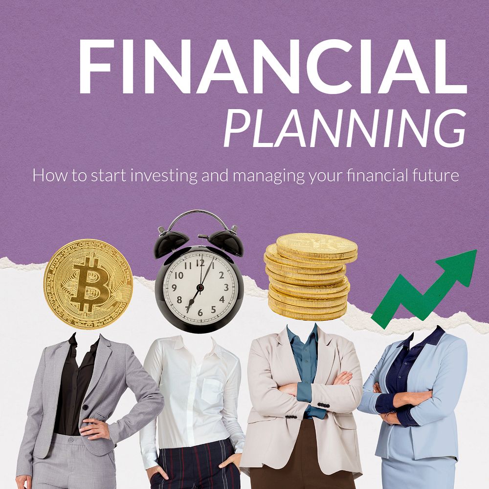 Financial planning Instagram post template, business remixed media 