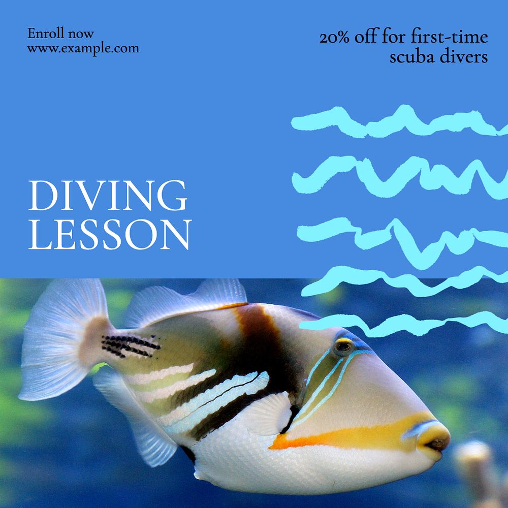 Diving school Facebook post template