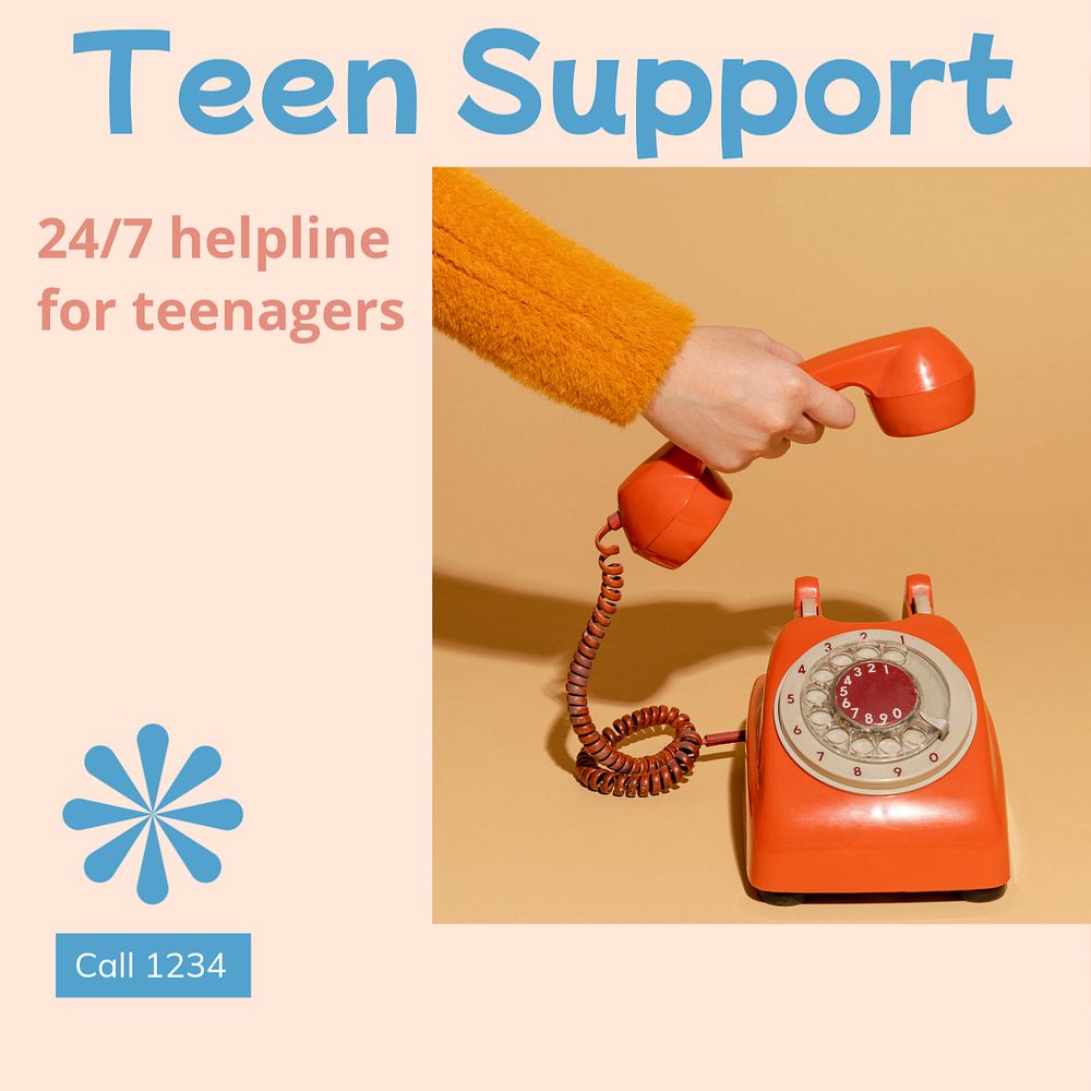 Teen support Instagram post template, editable design