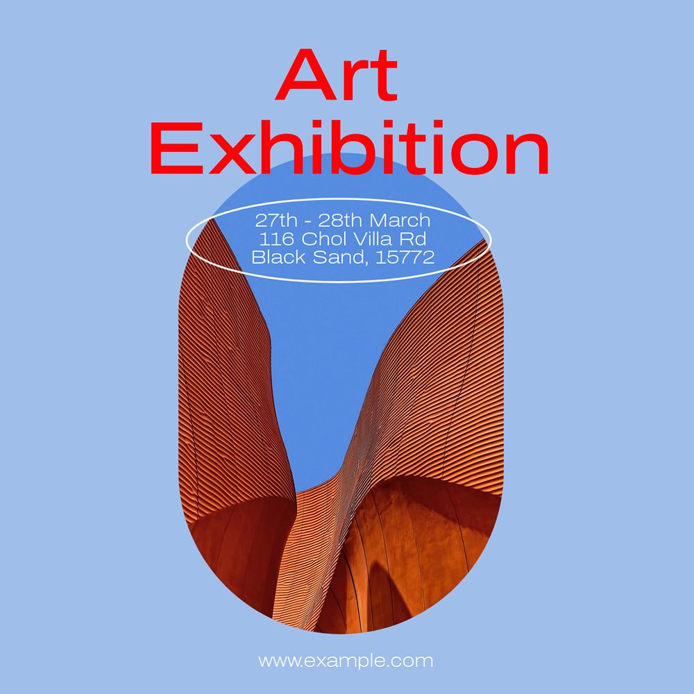 Art exhibition Instagram post template, editable text