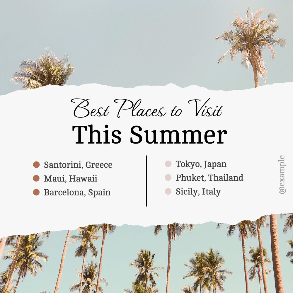 Summer destinations Instagram post template