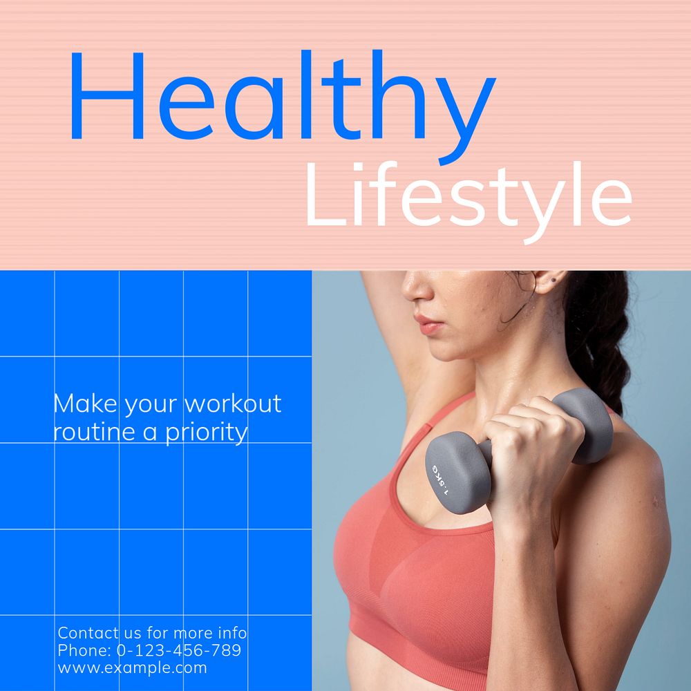 Healthy lifestyle Instagram post template, editable text