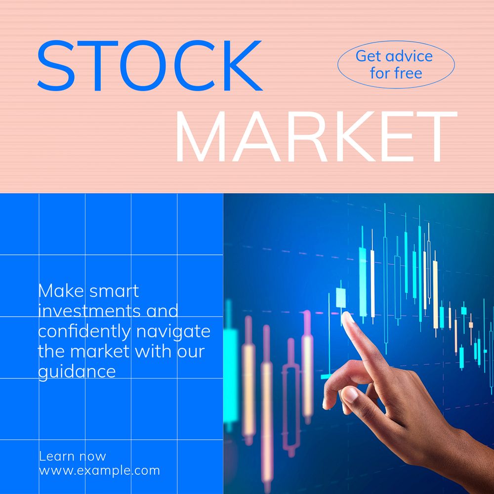 Stock market Instagram post template, editable text