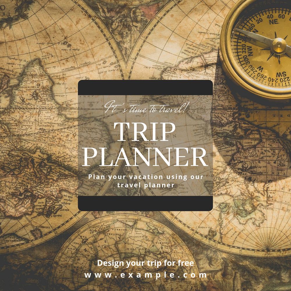 Trip planner Facebook post template, editable design