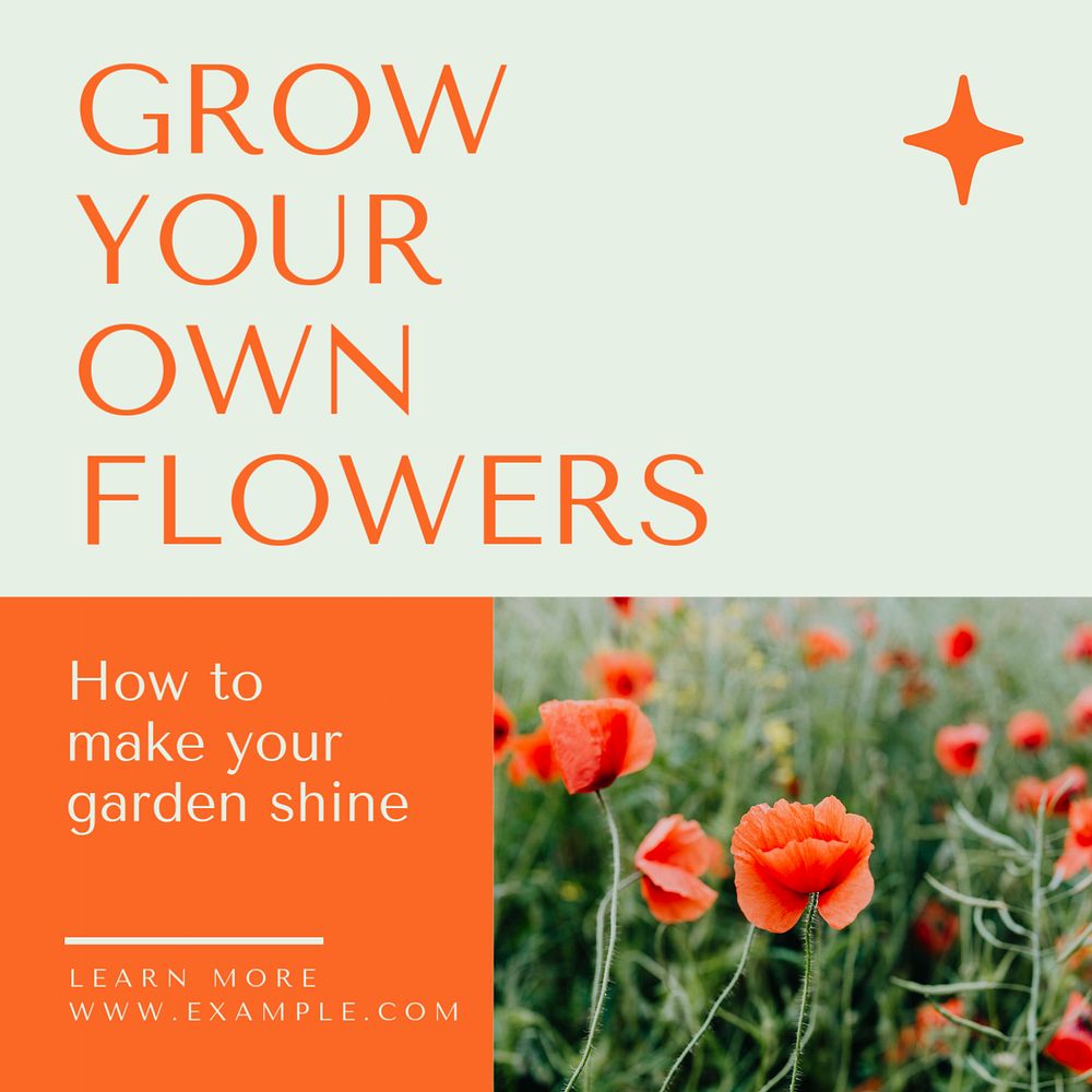 Garden flowers Instagram post template, editable text