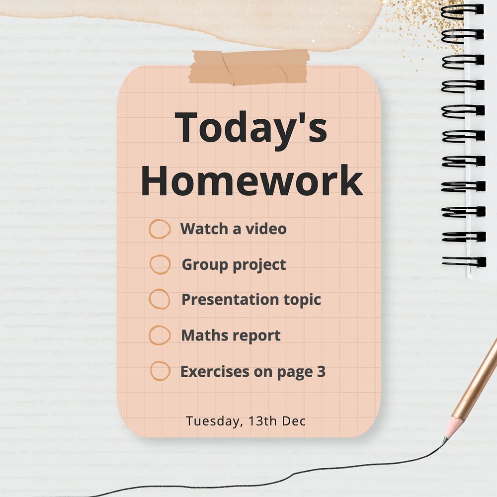 Today's homework Instagram post template