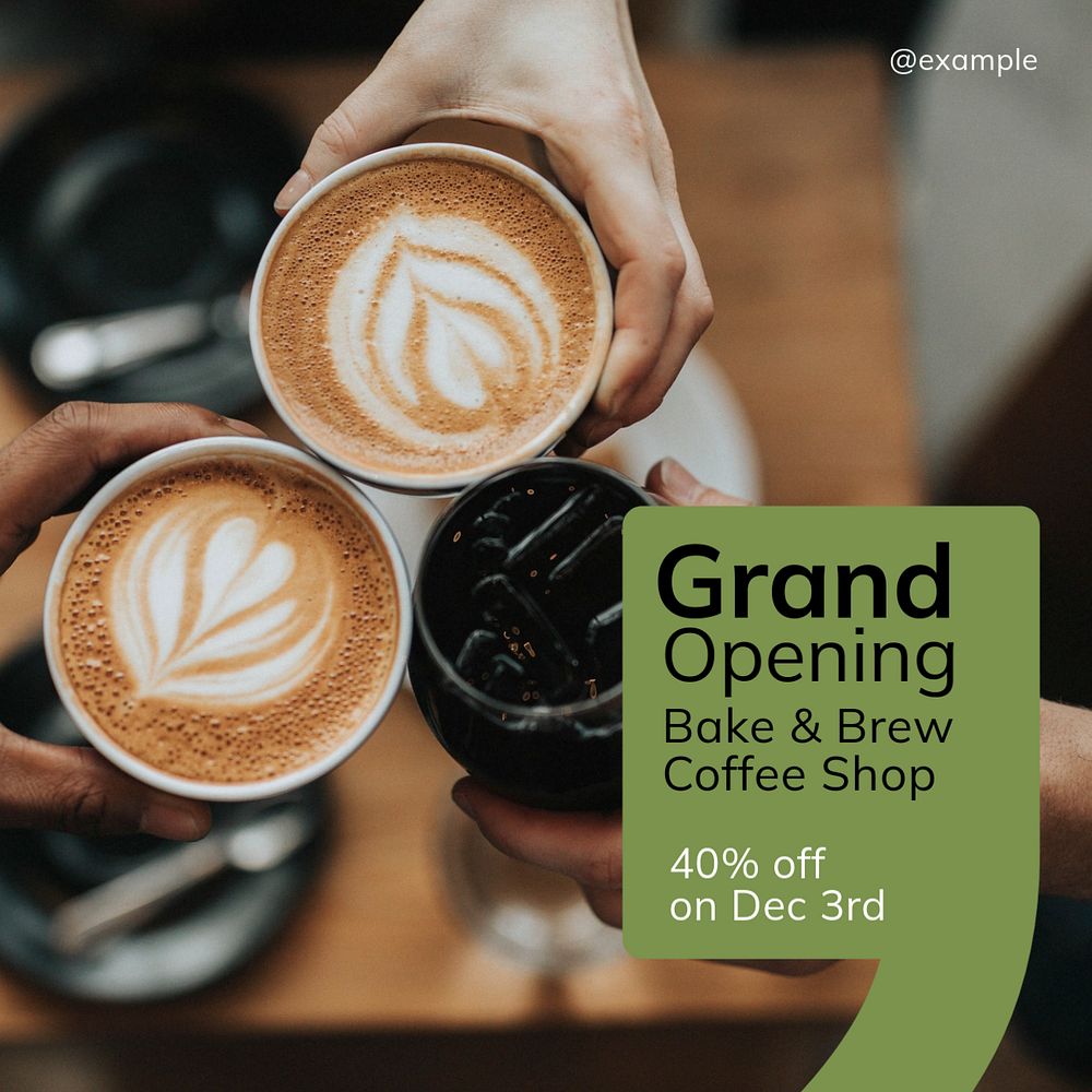 Grand opening Instagram post template, editable text