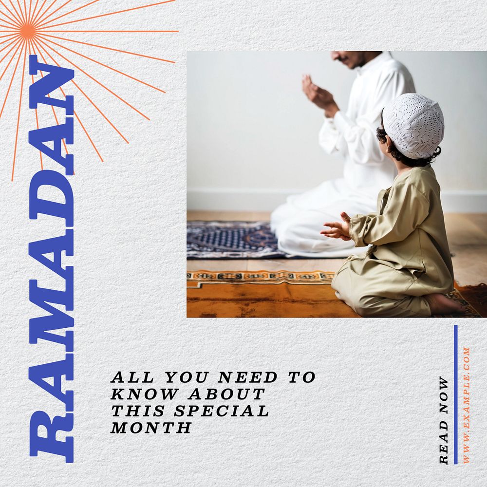 Ramadan Instagram post template, editable text