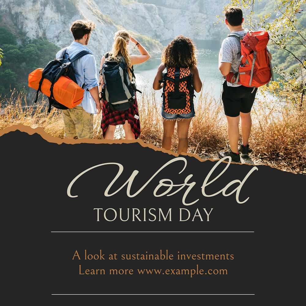 World tourism day Instagram post template, editable social media design