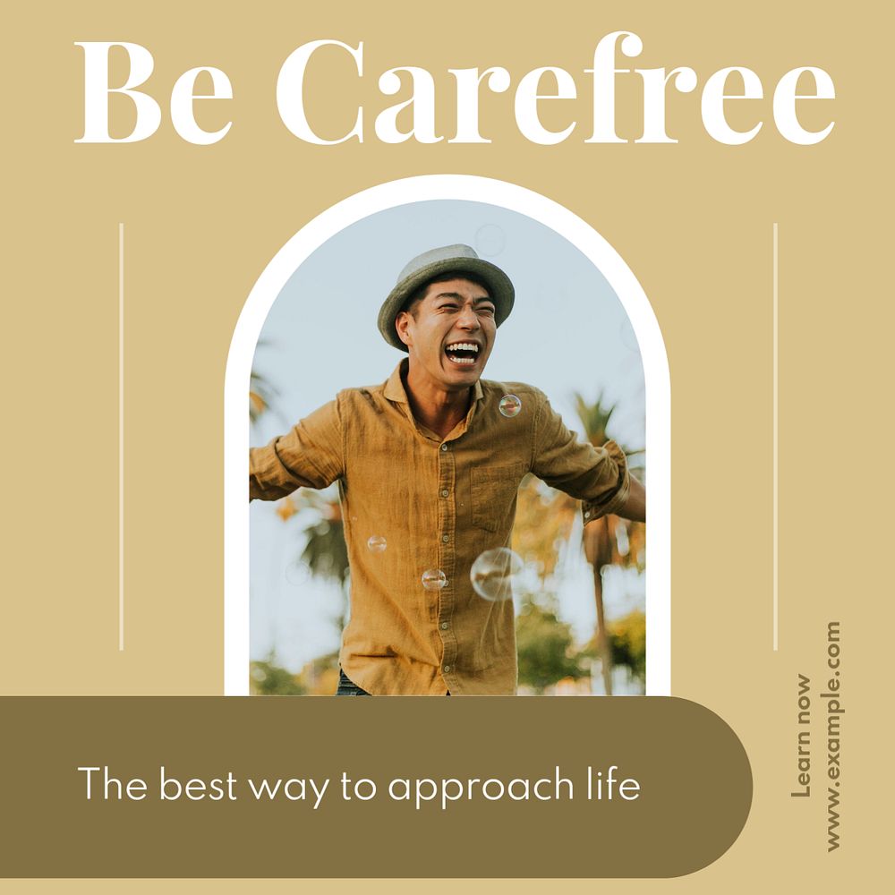 Be carefree Instagram post template, editable text