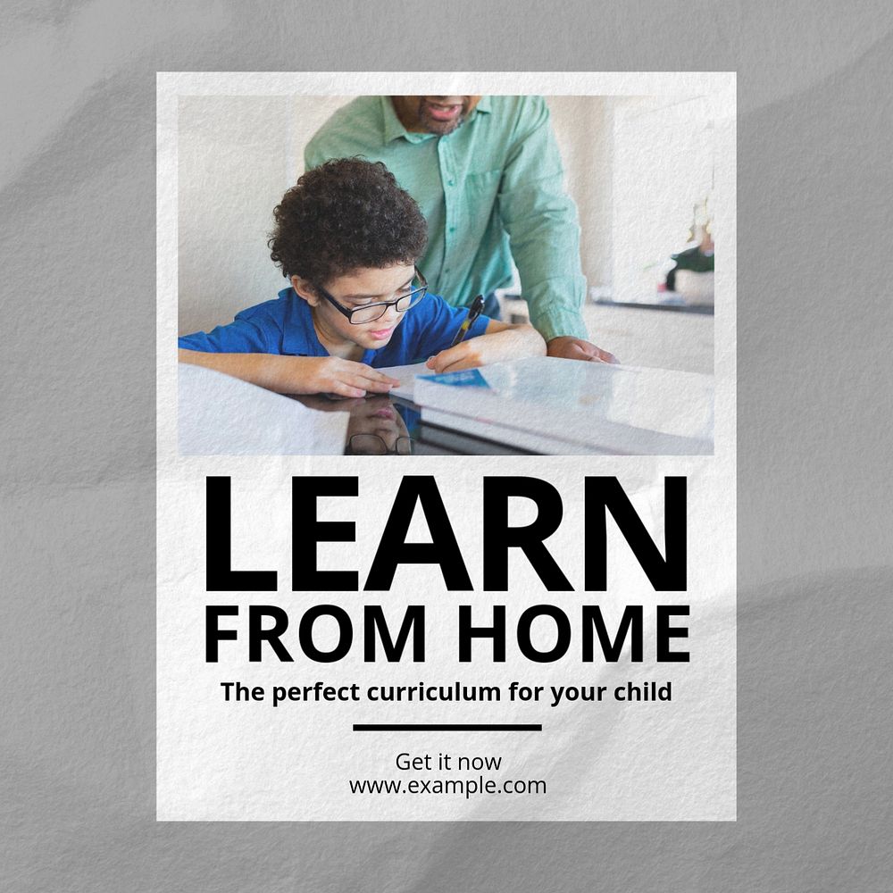 Home school Instagram post template, editable text