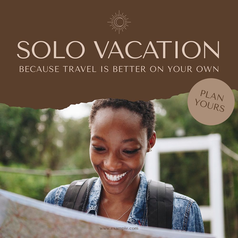 Solo travel Instagram post template, editable social media design