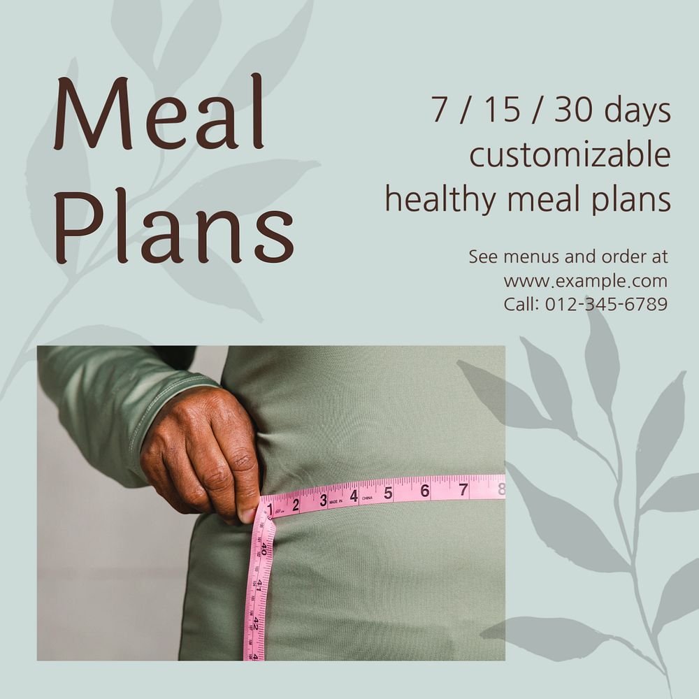 Meal plan Instagram post template, editable design