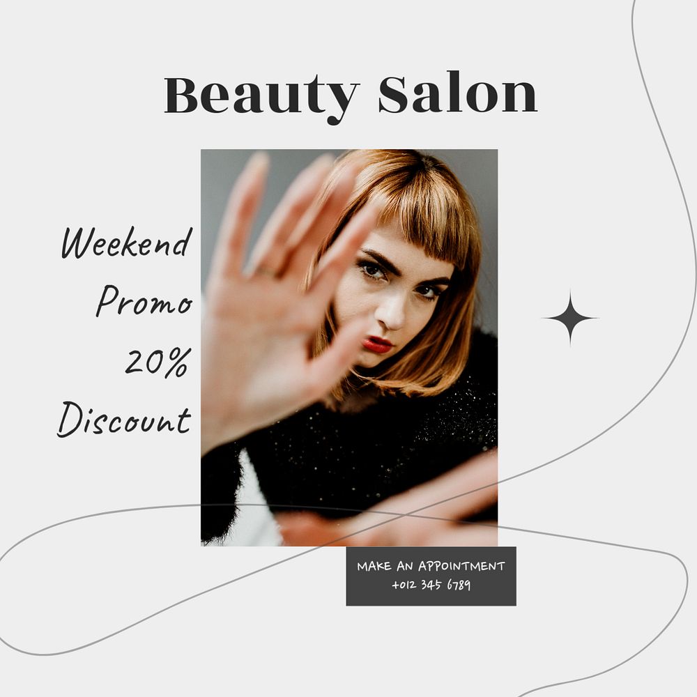 Beauty salon Instagram post template, editable design