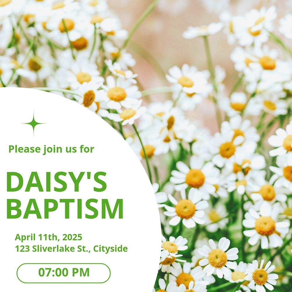 Baptism invitation Instagram post template, editable text