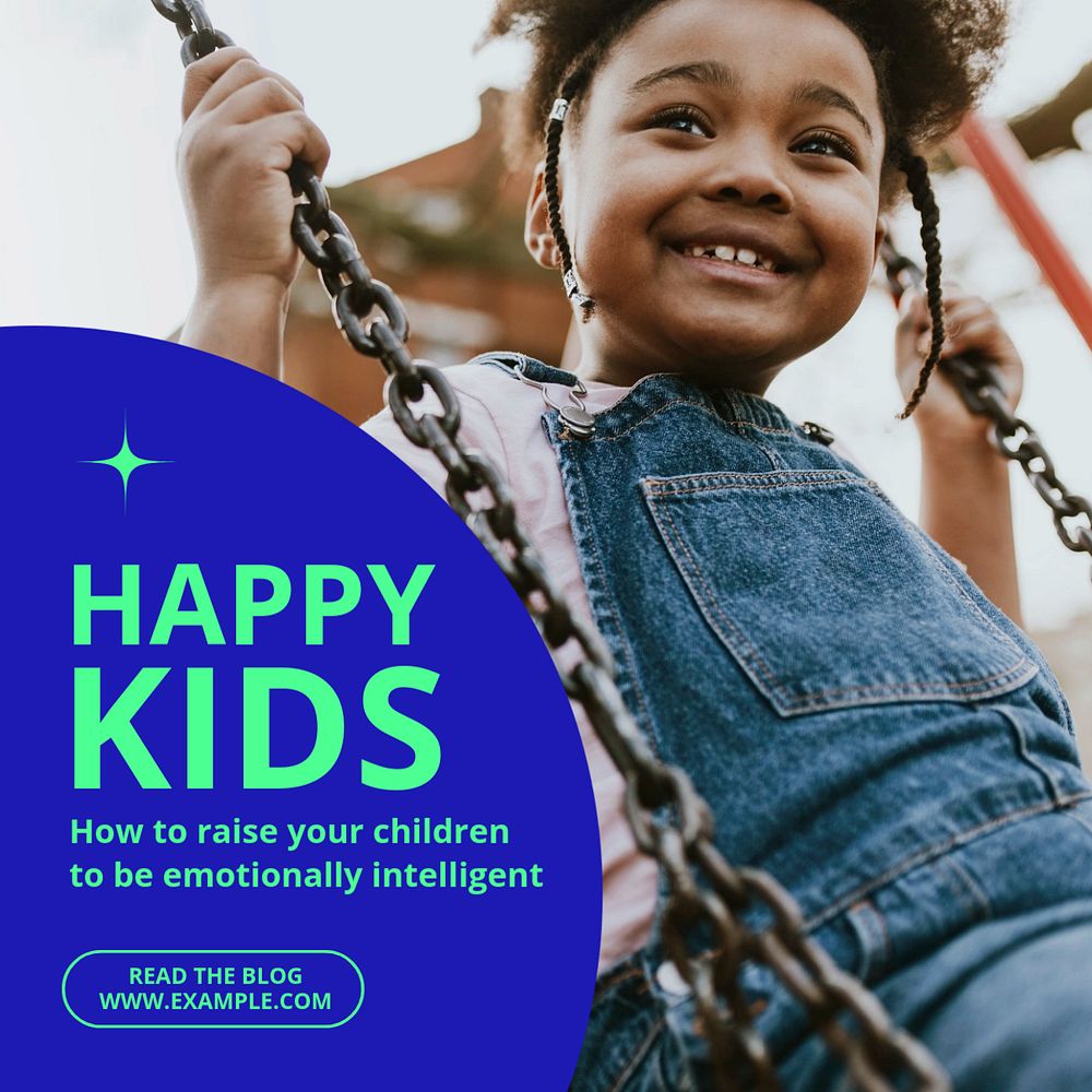 Happy kids Instagram post template, editable text