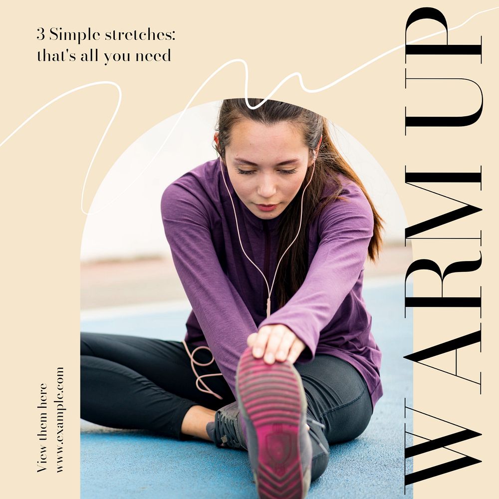 Warm up stretches Instagram post template, editable social media design