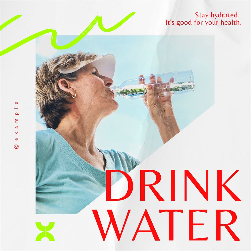 Drink water Instagram post template, editable text